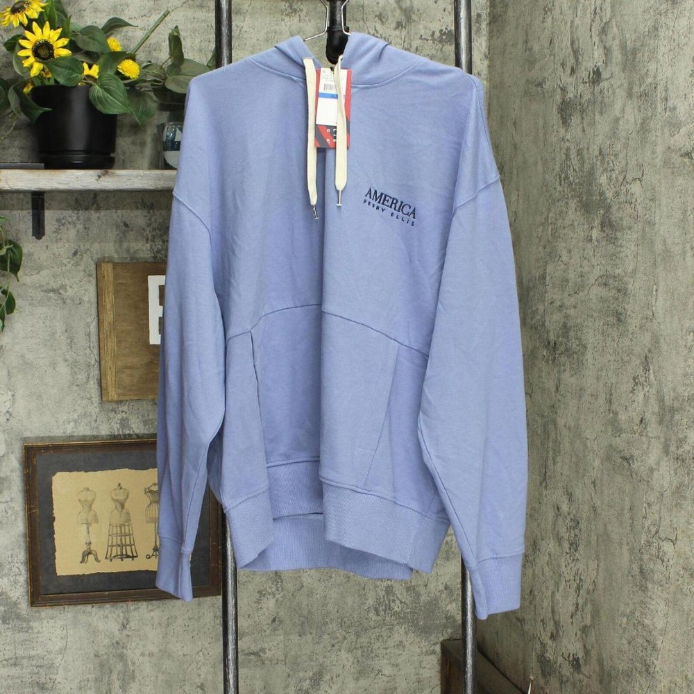 NWT Perry Ellis America Men's Heavy Weight Hoodie EHSK7012PS M Stonewash Blue - Picture 2 of 6